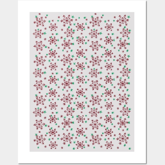 Snowflakes Pattern - Silver Grey Wall Art by MitaDreamDesign